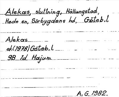 Bild på arkivkortet för arkivposten Alekas