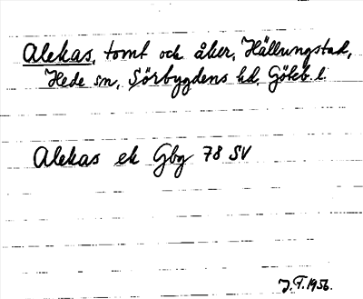 Bild på arkivkortet för arkivposten Alekas