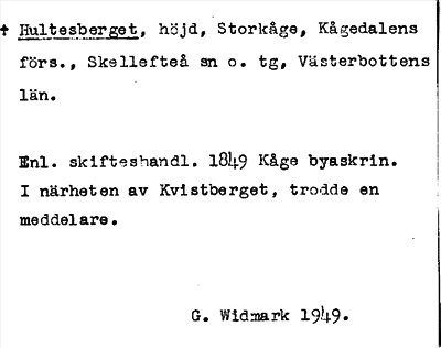 Bild på arkivkortet för arkivposten +Hultesberget