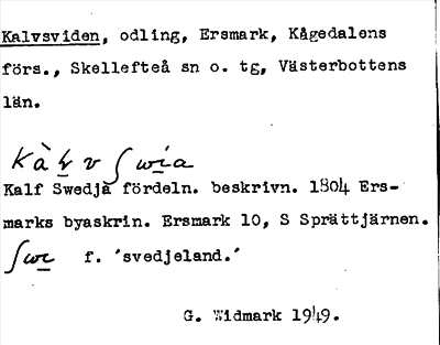 Bild på arkivkortet för arkivposten Kalvsviden