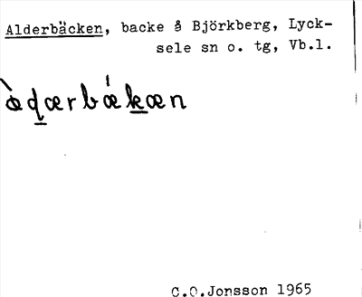 Bild på arkivkortet för arkivposten Alderbäcken