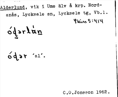 Bild på arkivkortet för arkivposten Alderlund