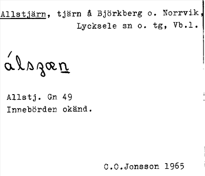 Bild på arkivkortet för arkivposten Allstjärn
