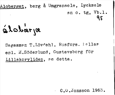 Bild på arkivkortet för arkivposten Aloberget
