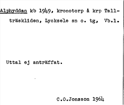 Bild på arkivkortet för arkivposten Alphyddan