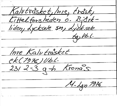 Bild på arkivkortet för arkivposten Kalvträsket, Inre