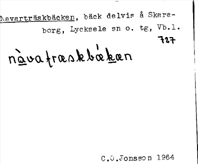 Bild på arkivkortet för arkivposten Navarträskbäcken