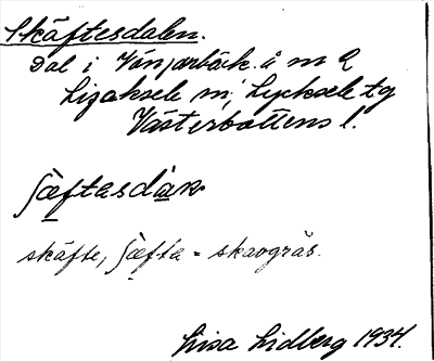 Bild på arkivkortet för arkivposten Skäftesdalen