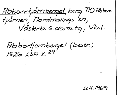 Bild på arkivkortet för arkivposten Abborrtjärnberget