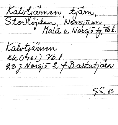 Bild på arkivkortet för arkivposten Kalvtjärnen