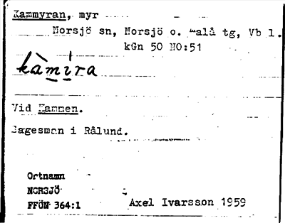 Bild på arkivkortet för arkivposten Kammyran