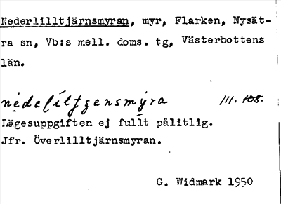 Bild på arkivkortet för arkivposten Nederlilltjärnsmyran