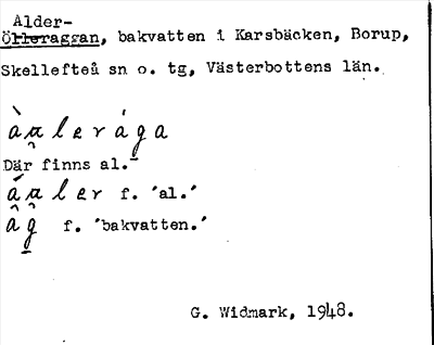 Bild på arkivkortet för arkivposten Alderaggan