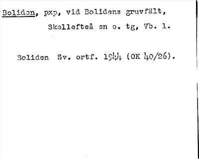 Bild på arkivkortet för arkivposten Boliden