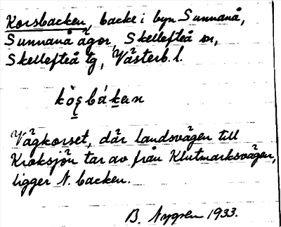 Bild på arkivkortet för arkivposten Korsbacken