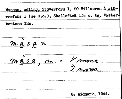 Bild på arkivkortet för arkivposten Mossan