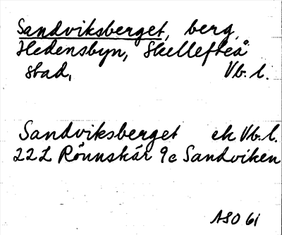 Bild på arkivkortet för arkivposten Sandviksberget