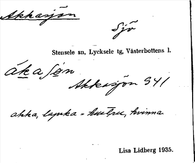 Bild på arkivkortet för arkivposten Akkasjön