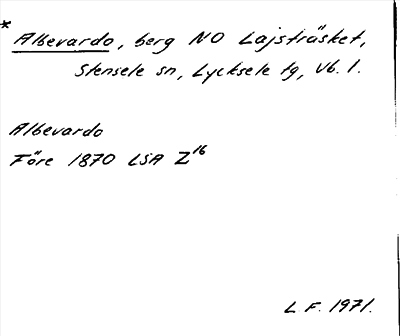 Bild på arkivkortet för arkivposten *Albevardo