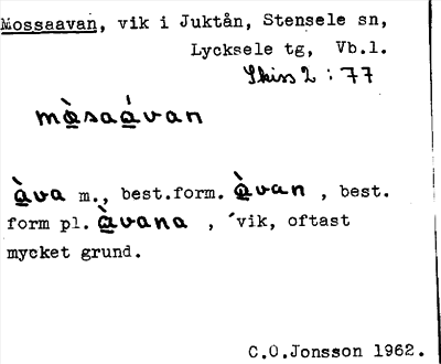 Bild på arkivkortet för arkivposten Mossaavan