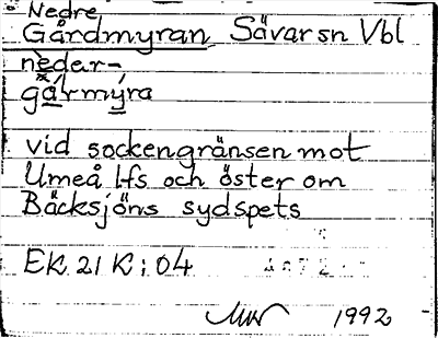 Bild på arkivkortet för arkivposten Nedre Gårdmyran