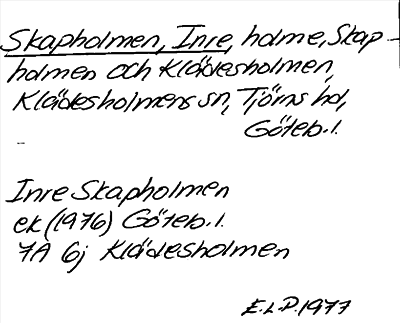 Bild på arkivkortet för arkivposten Skapholmen, Inre