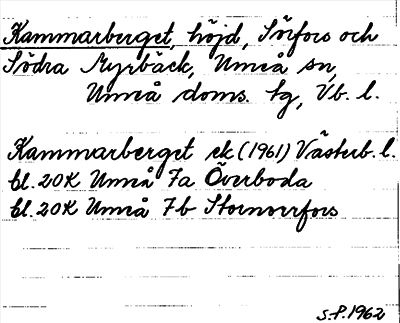 Bild på arkivkortet för arkivposten Kammarberget