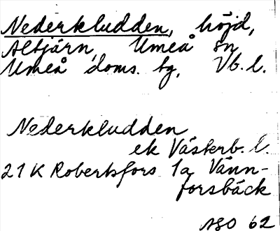 Bild på arkivkortet för arkivposten Nederkludden