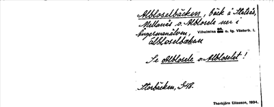 Bild på arkivkortet för arkivposten Albloselbäcken