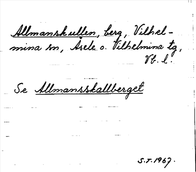 Bild på arkivkortet för arkivposten Allmanskullen, se Allmansskallberget