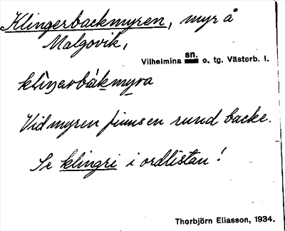 Bild på arkivkortet för arkivposten Klingerbackmyren