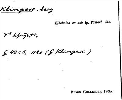 Bild på arkivkortet för arkivposten Klingere