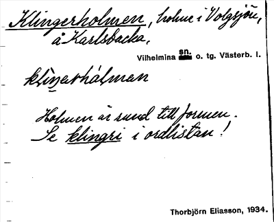 Bild på arkivkortet för arkivposten Klingerholmen