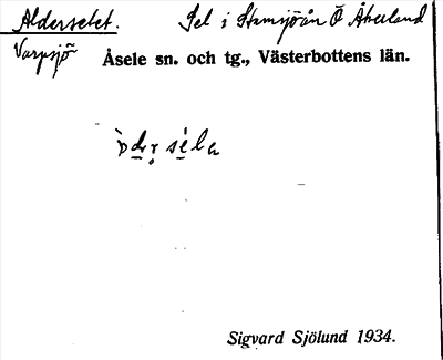 Bild på arkivkortet för arkivposten Alderselet
