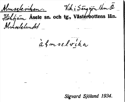 Bild på arkivkortet för arkivposten Almseleviken