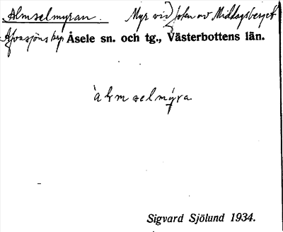 Bild på arkivkortet för arkivposten Almselmyran