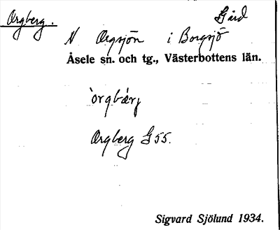 Bild på arkivkortet för arkivposten Orgberg