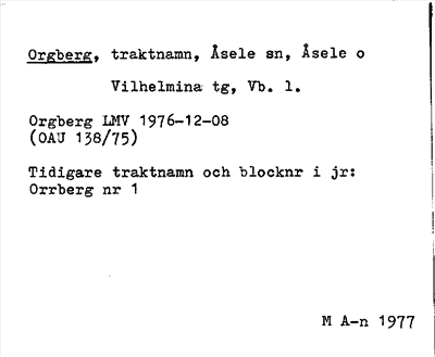 Bild på arkivkortet för arkivposten Orgberg