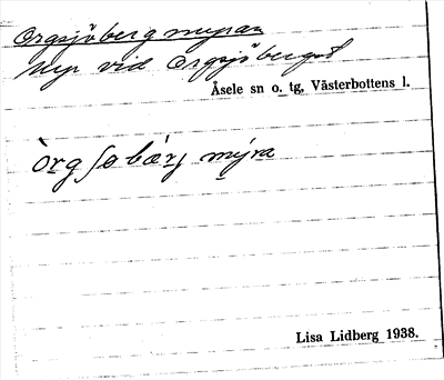 Bild på arkivkortet för arkivposten Orgsjöbergmyran