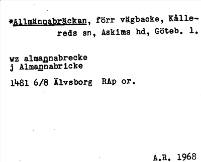 Bild på arkivkortet för arkivposten *Allmännabräckan