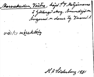 Bild på arkivkortet för arkivposten Mossakullen, Västra