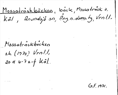 Bild på arkivkortet för arkivposten Mossaträskbäcken