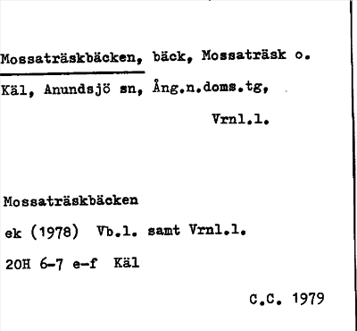 Bild på arkivkortet för arkivposten Mossaträskbäcken