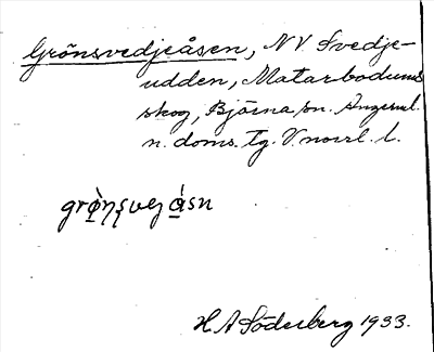 Bild på arkivkortet för arkivposten Grönsvedjeåsen