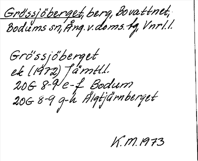 Bild på arkivkortet för arkivposten Grössjöberget