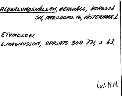 Bild på arkivkortet för arkivposten Alderlundshällen
