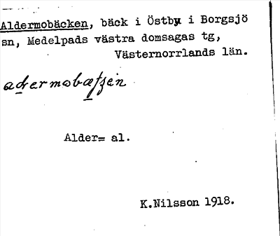 Bild på arkivkortet för arkivposten Aldermobäcken