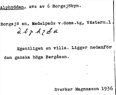 Bild på arkivkortet för arkivposten Alphyddan