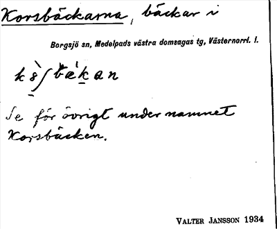 Bild på arkivkortet för arkivposten Korsbäckarna