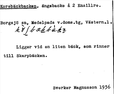 Bild på arkivkortet för arkivposten Korsbäckbacken
